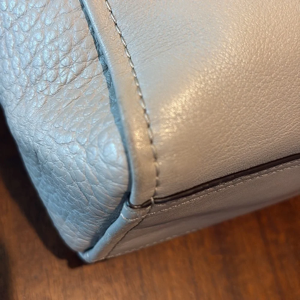 Coach Bleecker  mini Riley Satchel Crossbody bag  leather  gray/taupe excellent